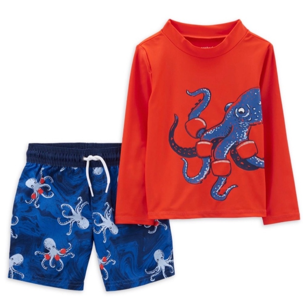 Carter's Orange and Blue Rashguard Swim Set
